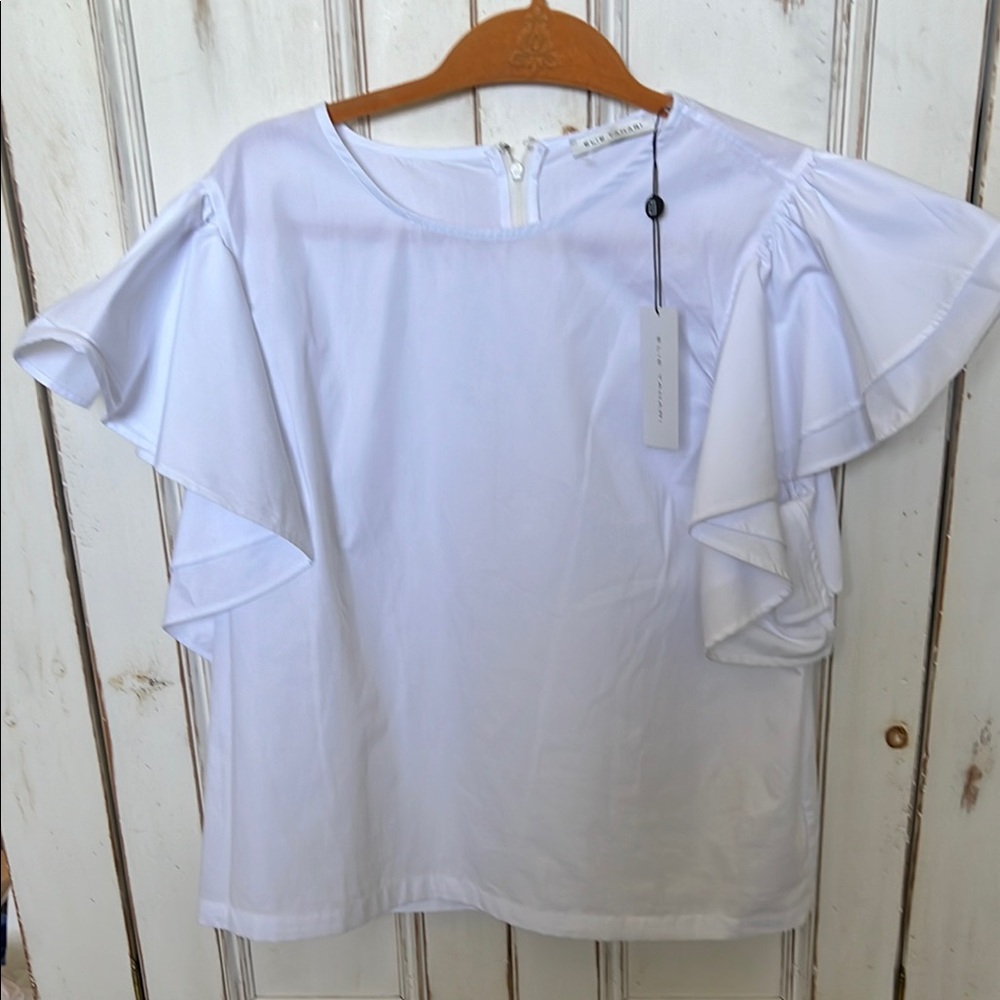 Elegant White Ruffle Sleeve Top